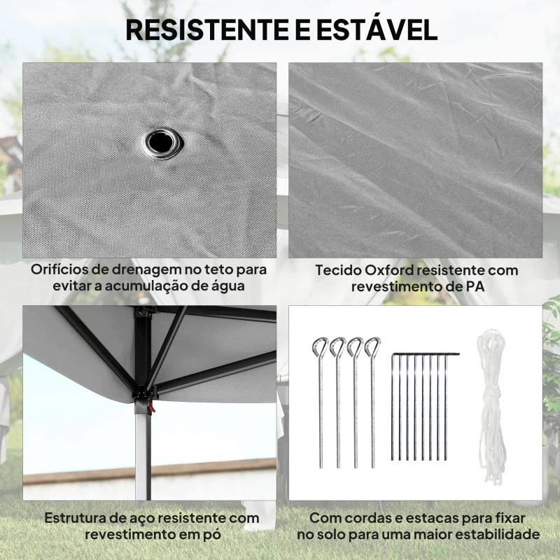 Outsunny Tenda Dobrável 3,3x3,3 m Pop-up Altura Ajustável Teto Duplo Mosquiteiras Removíveis e Bolsa de Transporte Anti-UV Cinzento