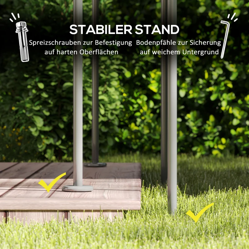 Outsunny tuinpaviljoen 3x4 m met afneembare gordijnen, dubbel dak en metalen frame, Donkergrijs