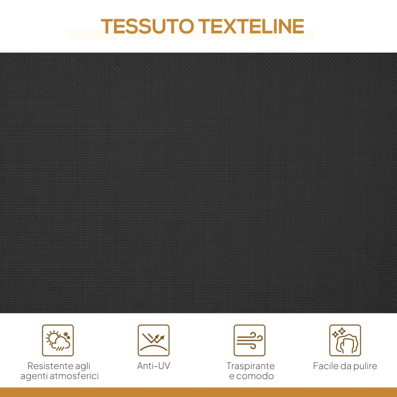 Outsunny Dondolo da Giardino a 3 Posti con Tettuccio, Seduta Traspirante e Telaio in Acciaio, Nero