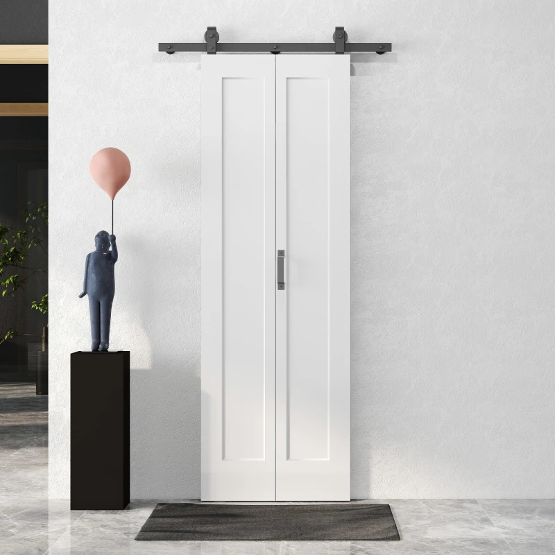 HOMCOM Porta Scorrevole a Libro Pieghevole a Portafoglio con Superficie Verniciabile, 70x210 cm, Bianco
