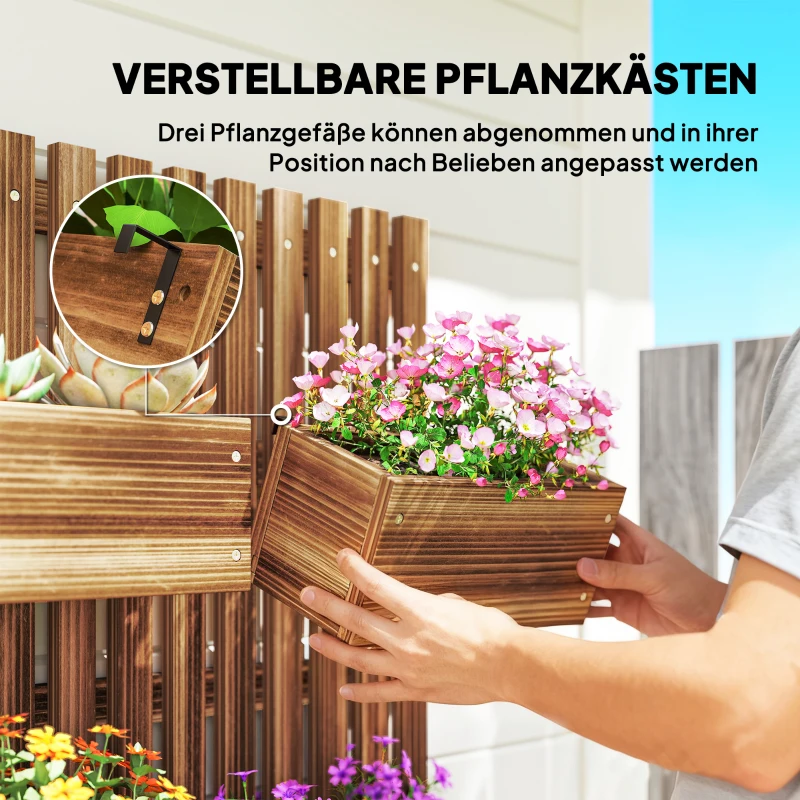 Outsunny Blumenkasten-Set, Wandmontage, frei versetzbar, Massivholz, 60 x 16 x 80 cm