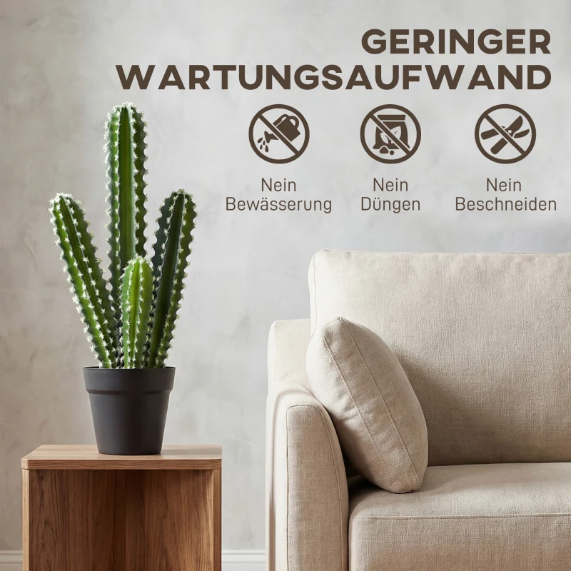 HOMCOM Kunstpflanze Kaktus Pflanzen 53 cm künstliche Pflanzen im Topf für Zuhause, Büro