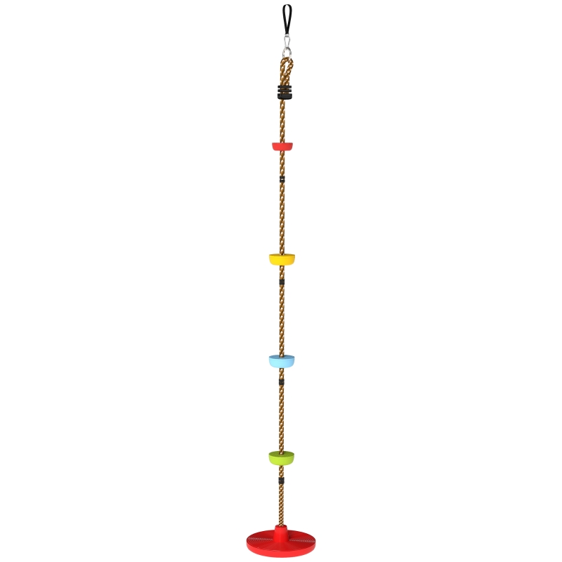 AIYAPLAY Corda de Escalada Kit de Balanço para Crianças com Apoios para os Pés e Assento em Disco Circuito de Obstáculos para Jardim Vermelho