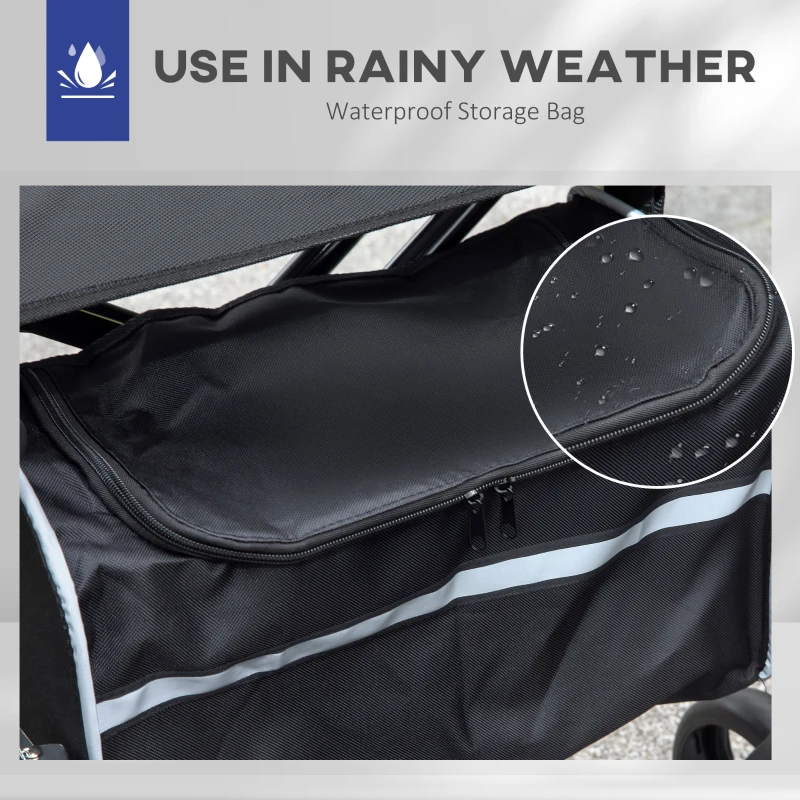 HOMCOM 2 in 1 Wheelchair Transport Chair & Folding Rollator Walker with Seat, Backrest, Footrest, Lightweight Walking Frame with Bag, Adjustable Height, 4 Wheeled Walker for Seniors, Pearl Blue