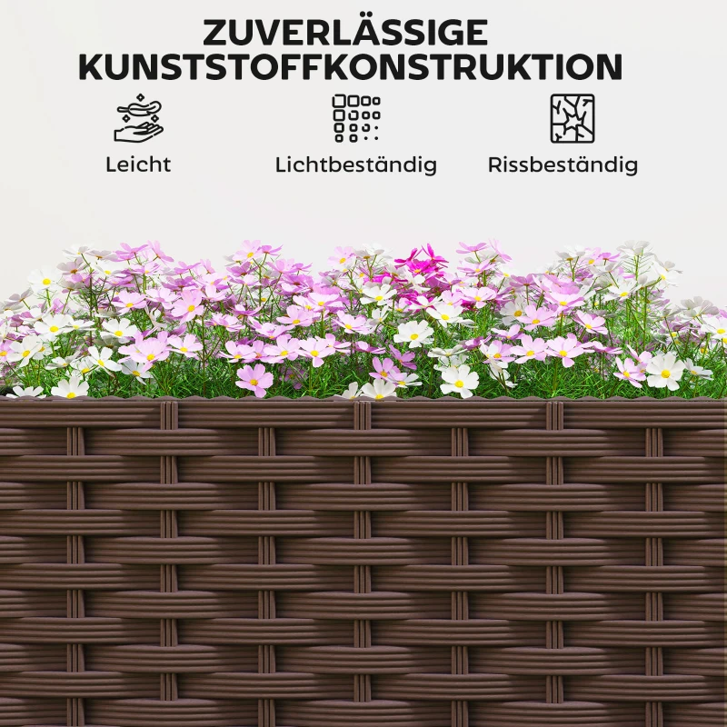 Outsunny kunststof verhoogde bak, zelfbewaterende plantenbak met afvoergaten en stopjes