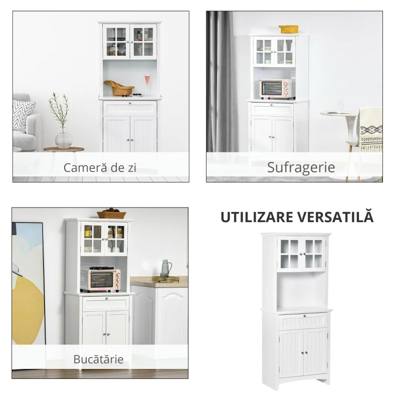 Homcom Dulap inalt 68×40×164 cm – Compartimente si Rafturi pentru Bucatarie(m-4)