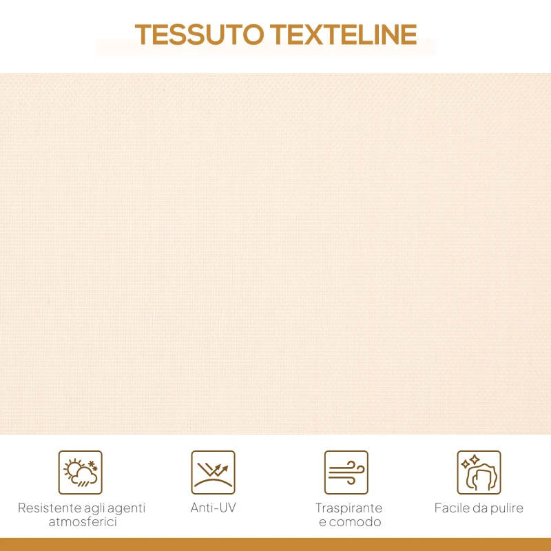 Outsunny Dondolo da Giardino a 3 Posti con Tettuccio, Seduta Traspirante e Telaio in Acciaio, Beige