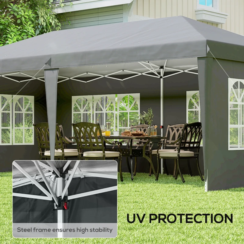 Outsunny 3 x 6m Pop-Up Gazebo, with Removable Walls - Grey