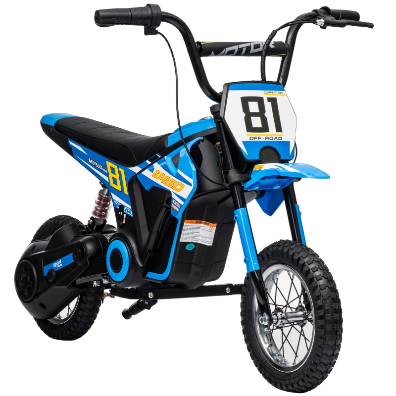 AIYAPLAY Mota Elétrica para Crianças 24V com Motor 250W Velocidade de 6-16km/h Rodas de 30,5 cm para Crianças de 8-12 Anos Azul
