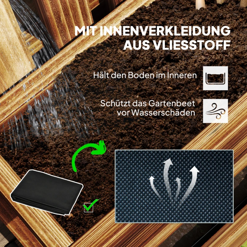 Outsunny Blumenkasten-Set, Wandmontage, frei versetzbar, Massivholz, 60 x 16 x 80 cm