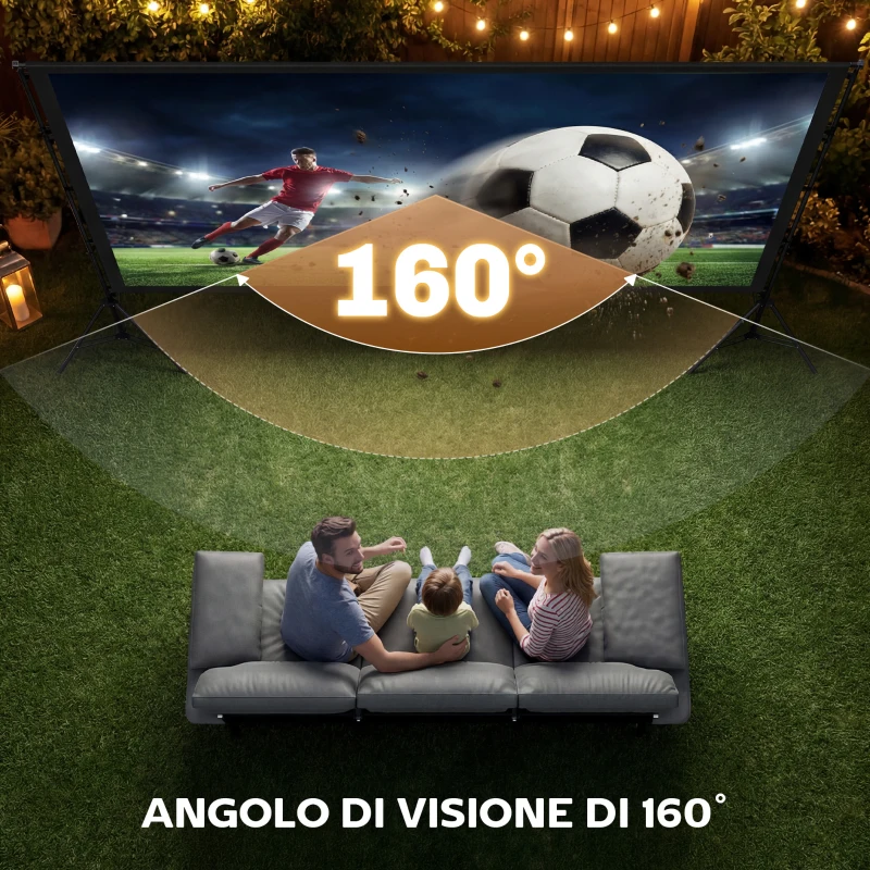 HOMCOM Telo per Proiettore 120" 16:9 HD 4K/8K, Angolo di Visione 160°, Doppia Facciata e Treppiedi Pieghevoli, Bianco