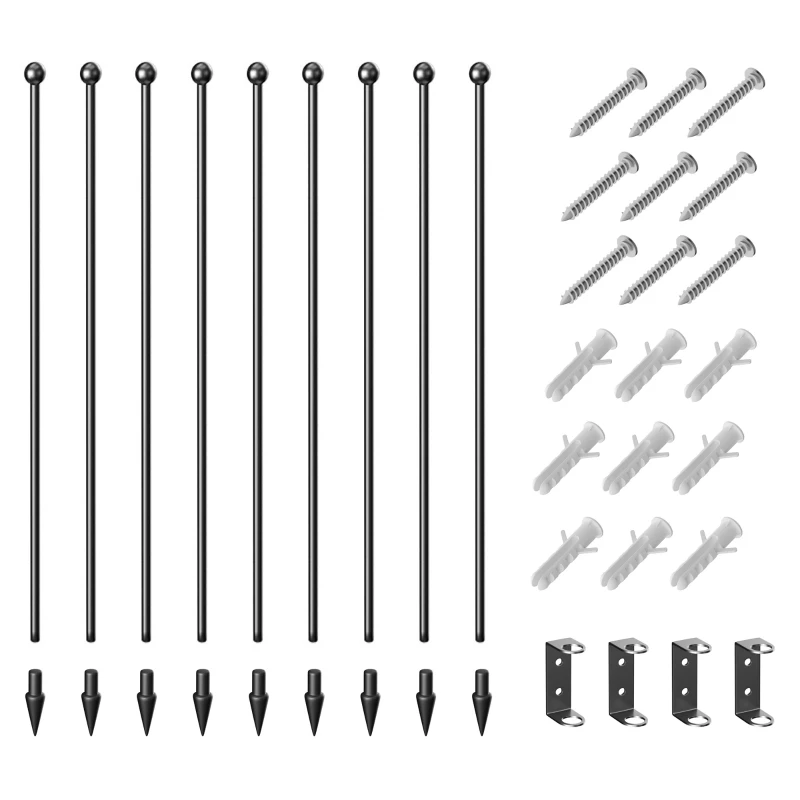 PawHut Caixa para Cães Tamanho Pequeno Médio e Grande com 8 Painéis Moduláveis para Interior e Exterior Portão para Cães em Aço com 9 Estacas 164x164x100 cm Preto