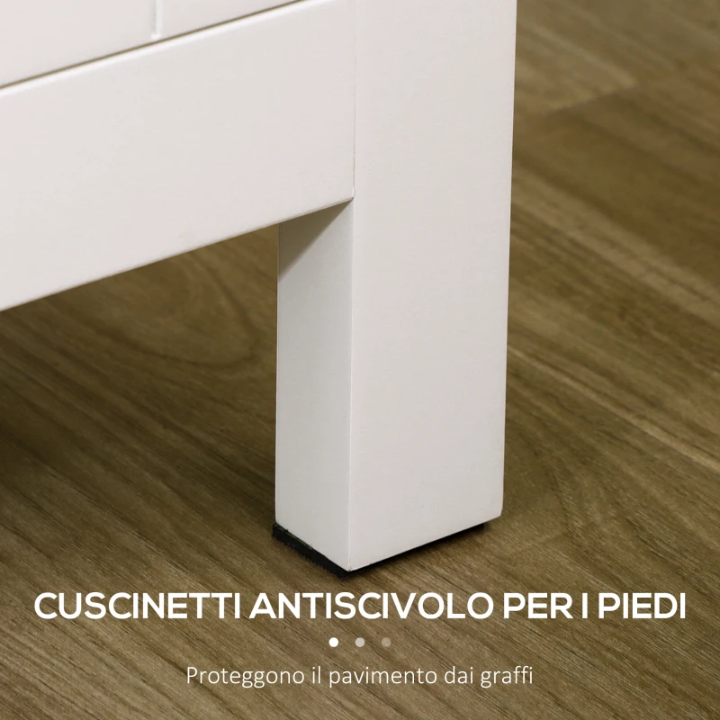 HOMCOM Mobile Contenitore con 2 Armadietti a 2 Ripiani Regolabili su 3 Altezze, 120x40x70 cm, Bianco e color Legno