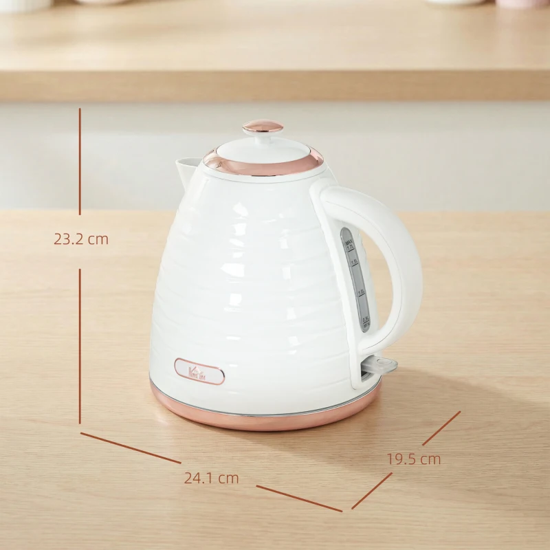 HOMCOM Elektrische Waterkoker, 1,7L, 2,2kW, Snelkookfunctie met Afneembaar Wasbaar Anti-kalkfilter