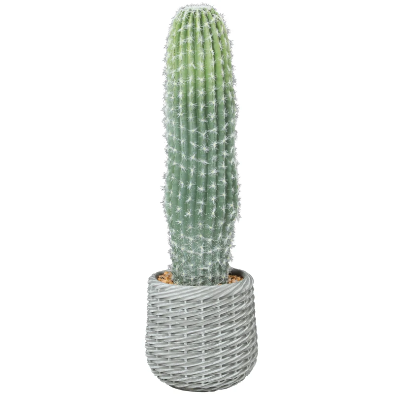 HOMCOM Cacto Artificial 66 cm, Planta Artificial Decorativa com Vaso para Decoração de Interiores Verde