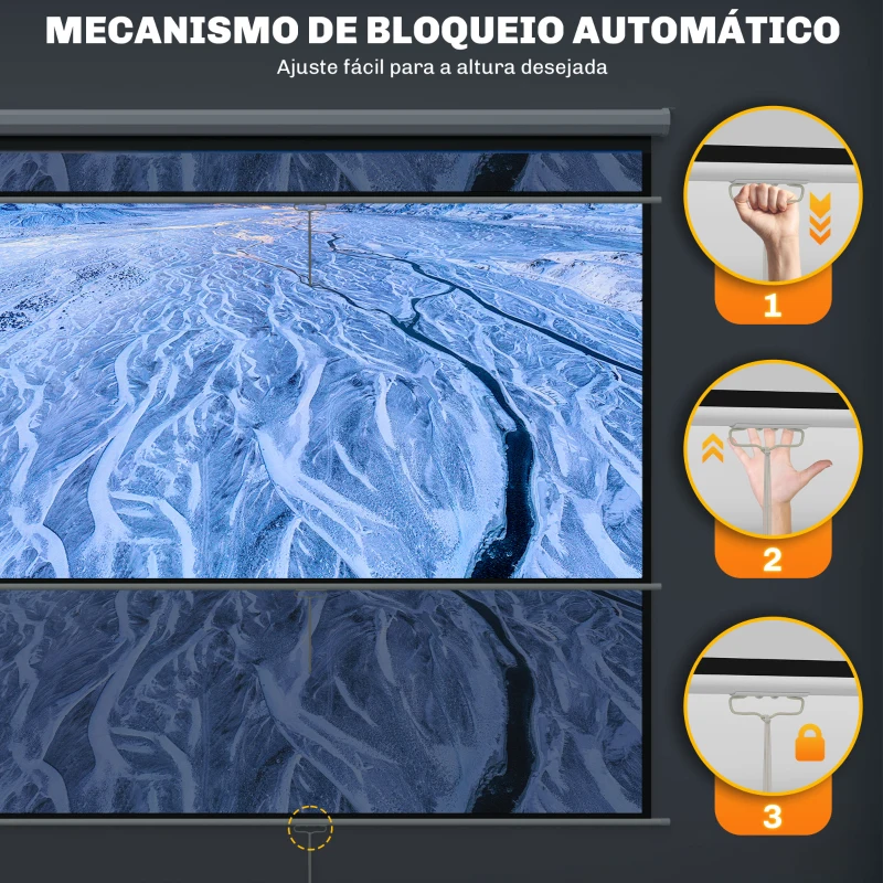 HOMCOM Tela de Projeção Manual 120 Polegadas Portátil Formato 1:1 para Interior e Exterior Cinema em Casa 207x207 cm Branco