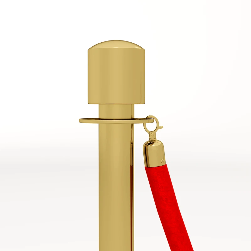 HOMCOM Juego de 2 Postes Separadores de Acero Inoxidable con Cuerda de Terciopelo Roja de 1,5 m y Base Rellenable Dorado