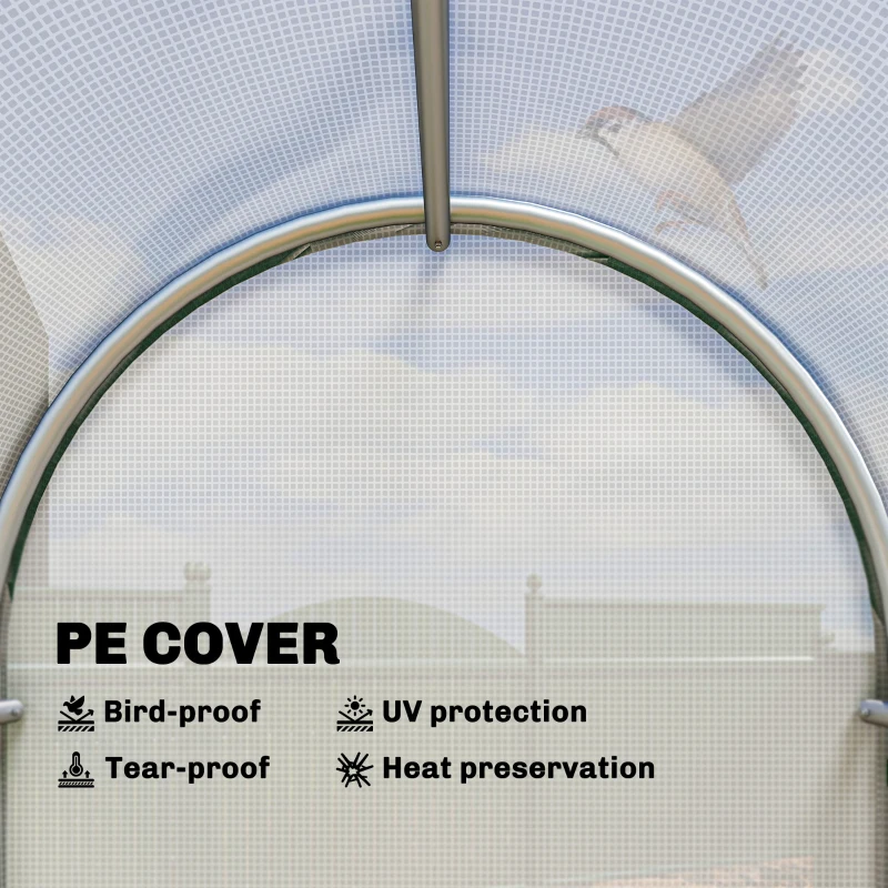 Outsunny Mini Greenhouse, Portable Green House with Roll-Up Door, PE Base, Small Greenhouse, 100 x 100 x 195 cm, White