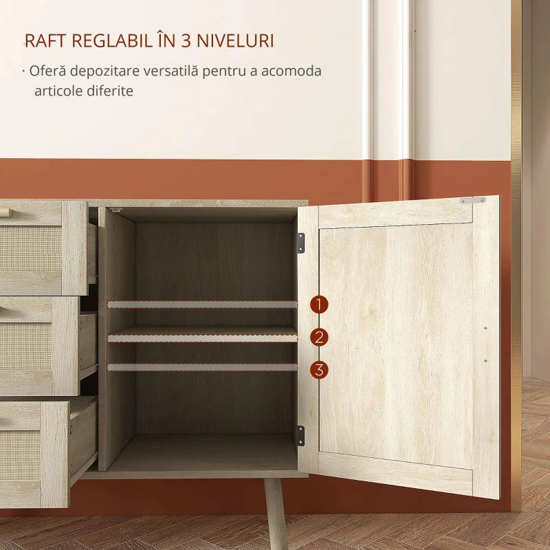 Homcom Dulap Depozitare Boho cu 3 Sertare