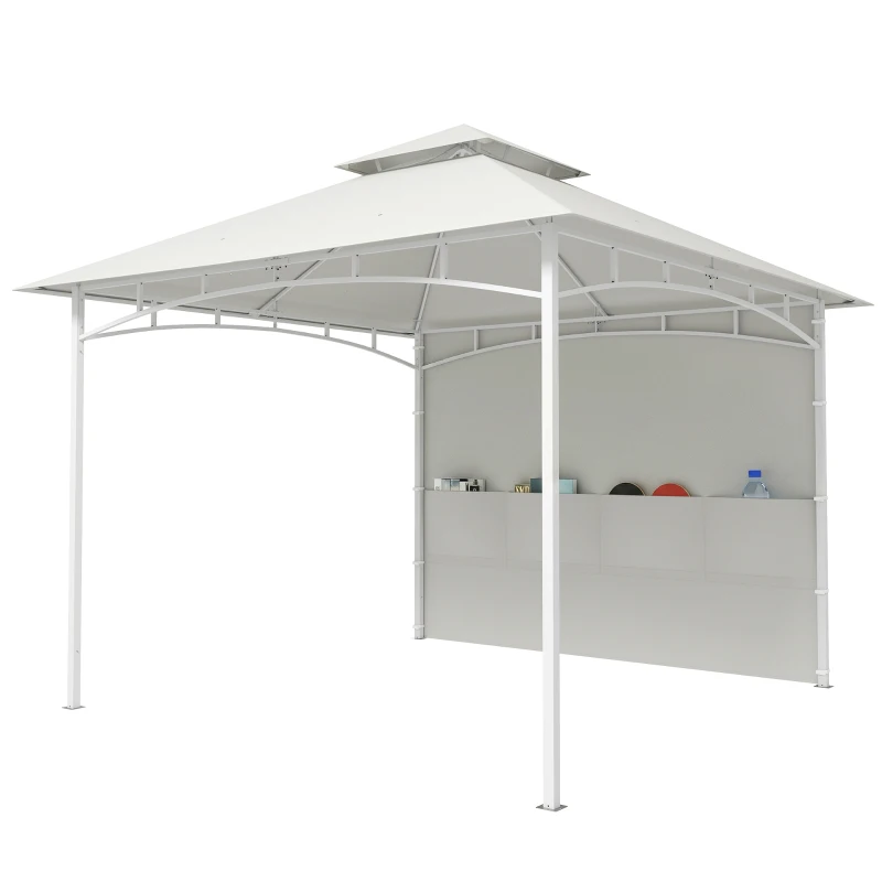 Outsunny Gazebo de Jardín 3x3 m con Cortinas, Bolsillos Portaobjetos, Gancho en el Techo, Gazebo de Exterior con Techo Doble, Orificios de Drenaje Estructura Metálica, para Jardín Balcón Fiestas Patio, UV30+, Crema