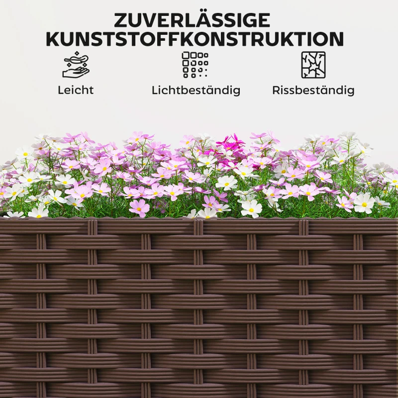 Outsunny Klimrek met plantenbak bloembak met zelfbewateringssysteem 120 x 40 x 192 cm bruin