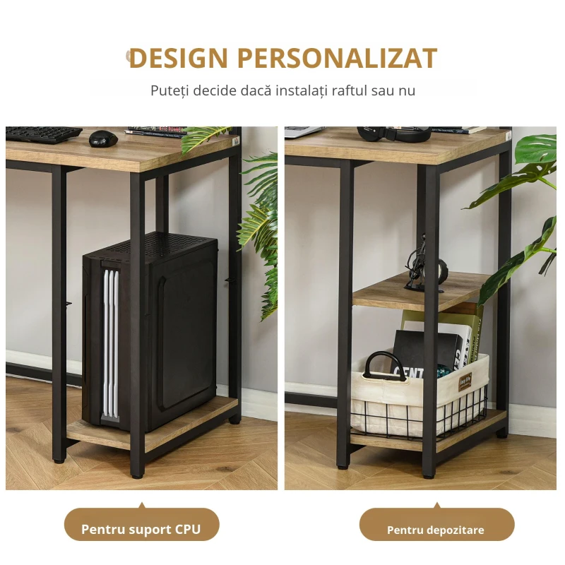 Homcom Birou Dublu – Stil Industrial, MDF & Metal, 200 cm