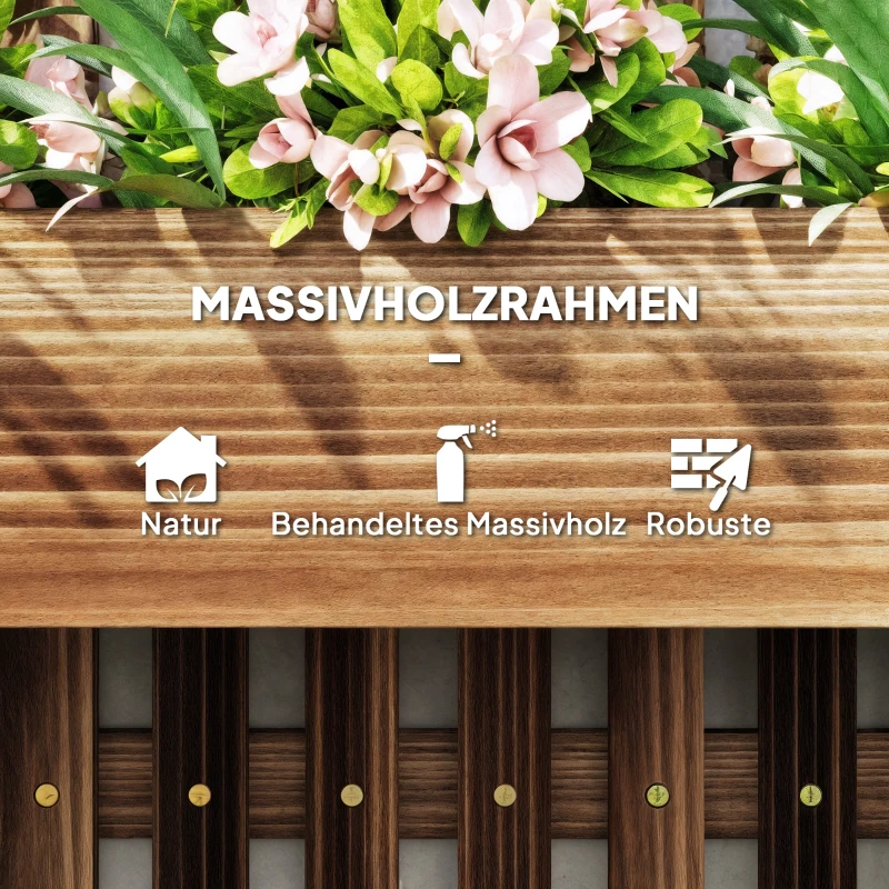 Outsunny Blumenkasten-Set, Wandmontage, frei versetzbar, Massivholz, 60 x 16 x 80 cm