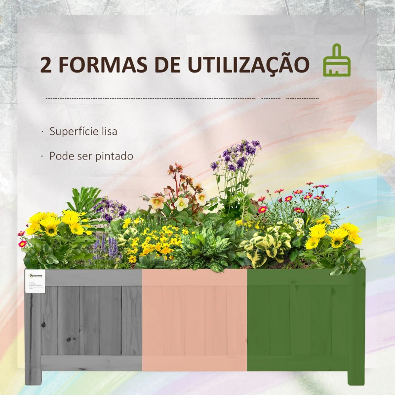 Outsunny Floreira de Madeira Dobrável Floreira Elevada para Cultivo de Vegetais e Flores no Pátio Varanda Terraço 70x30x25 cm Cinzento