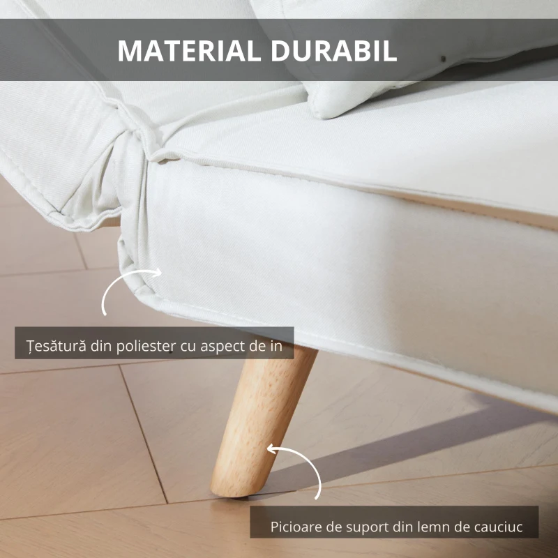 HOMCOM Fotoliu Pat 3 in 1 cu Spatar Rabatabil, Bej(m-7)