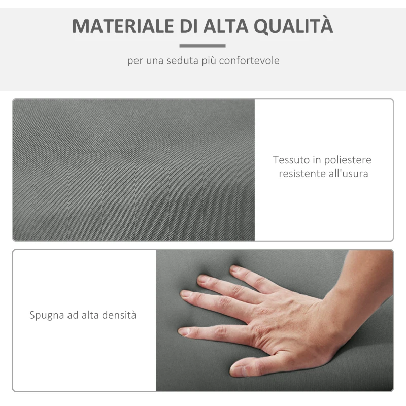 Outsunny Set 2 Cuscini per Sdraio da Esterno Imbottiti in Cotone con Cinghie, 196x55x8 cm, Grigio Scuro