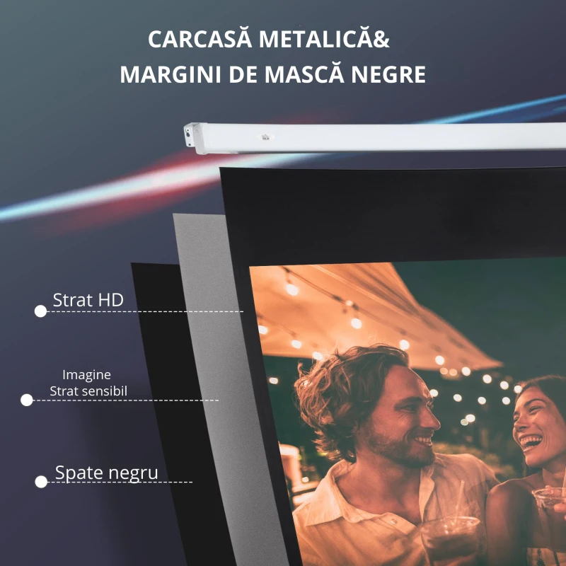 Homcom Ecran Proiector 100” – Montaj Pe Perete sau Tavan