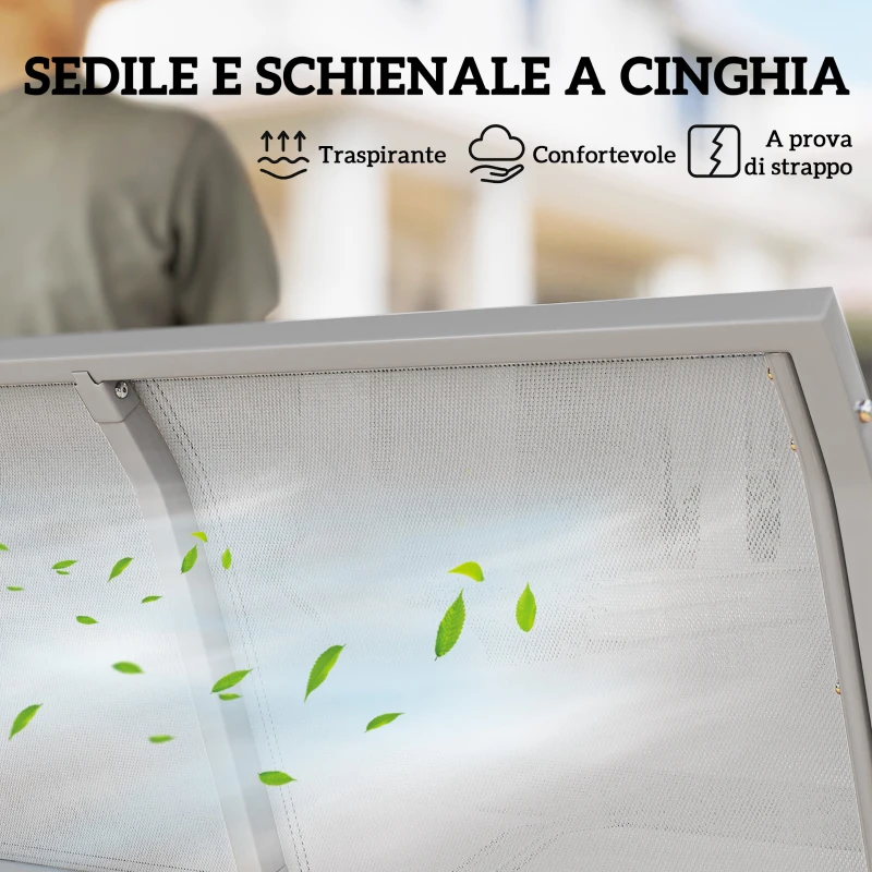 Outsunny Dondolo da Giardino 3 Posti con Tetto Parasole Rimovibile, 171x108x154 cm, Grigio Chiaro