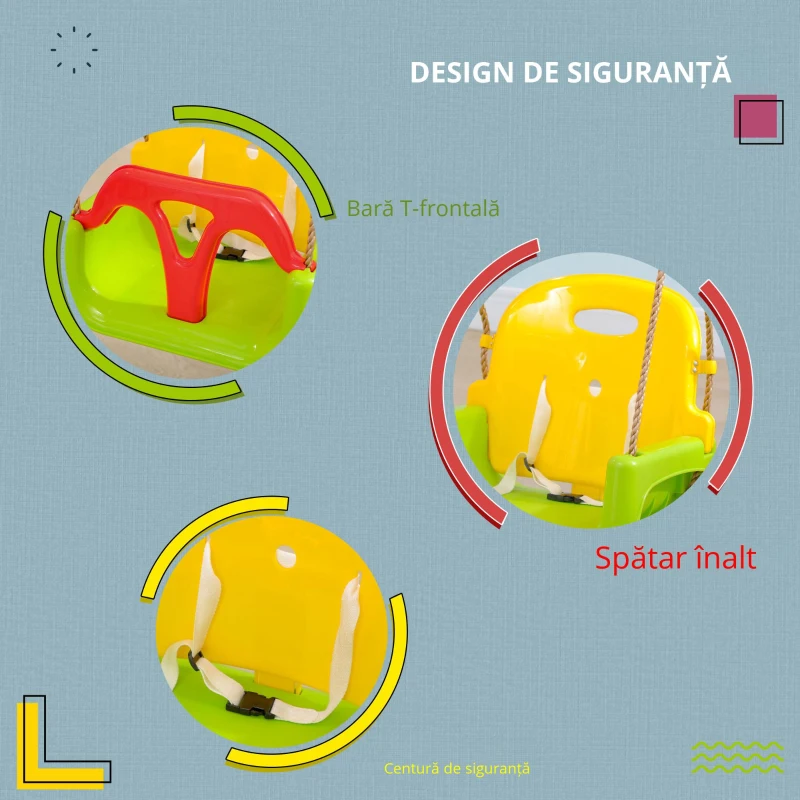 Leagan Copii 9–36 Luni – Plastic PP Rezistent & Franghie Reglabila