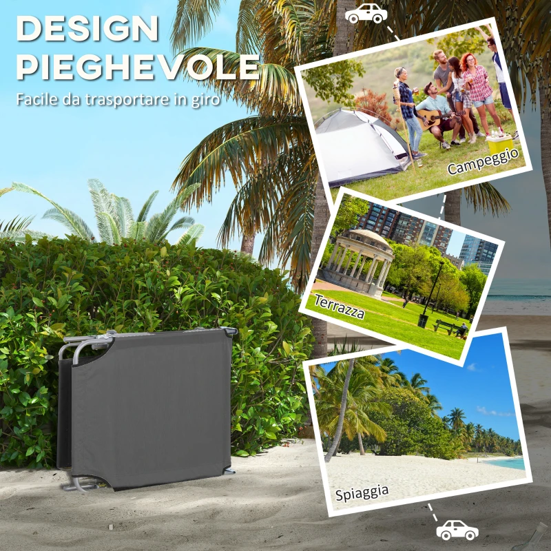 Outsunny Set 2 Sdraio da Giardino Pieghevoli con Tettuccio Regolabile, in Tessuto Oxford e Metallo, 187x58x36 cm, Grigio