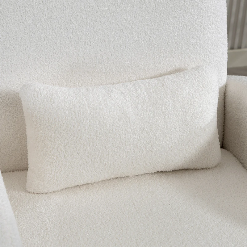 HOMCOM Poltrona Moderna con Spazio Contenitore a Scomparsa e Cuscino, Rivestimento in Pile Teddy, 76x77x95 cm, Crema