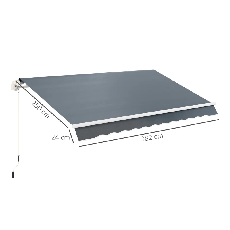 Outsunny Tecido de Substituição para Toldo Retrátil, Tecido de Reposição para Toldo Articulado 4x3 m em Poliéster, Proteção UV 50+, para Varanda, Pátio, Terraço, Exterior, Jardim, Cinza