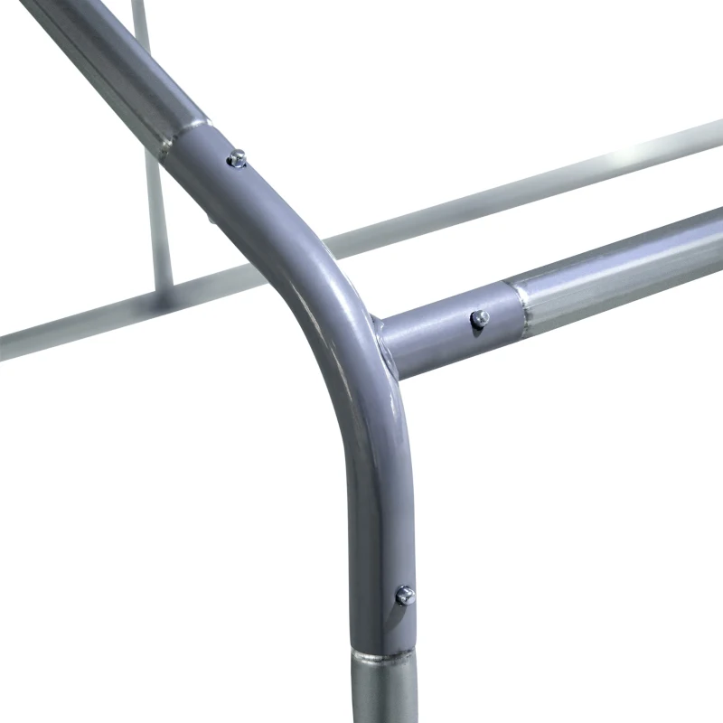 PawHut Galinheiro para Exterior Grande de Aço Galvanizado 280x380x195 cm Gaiola para Galinhas com Cobertura de Tecido Oxford Prata