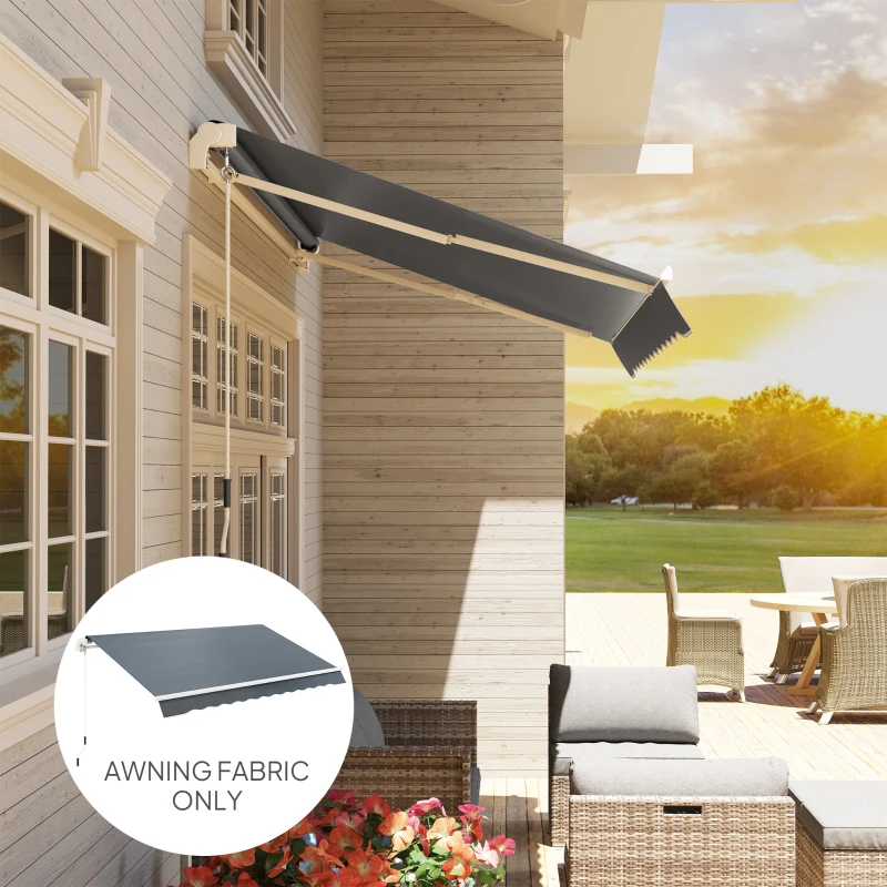 Outsunny Tecido de Substituição para Toldo Retrátil, Tecido de Reposição para Toldo Articulado 4x3 m em Poliéster, Proteção UV 50+, para Varanda, Pátio, Terraço, Exterior, Jardim, Cinza