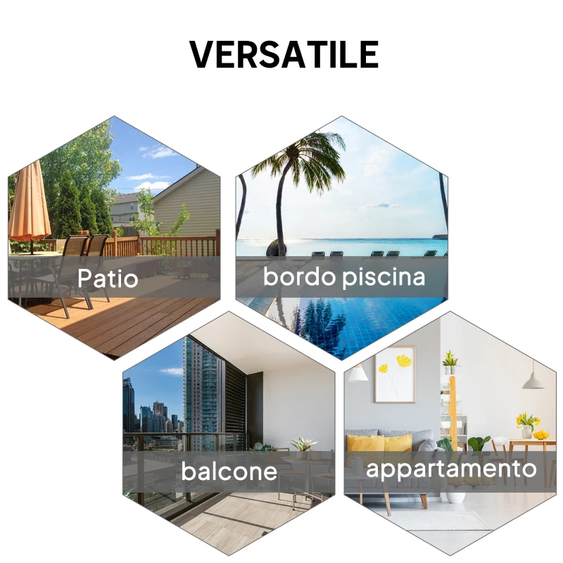 Outsunny Set 2 Sedie da Giardino Pieghevoli con Braccioli in Metallo e Texteline, 58x64x94cm, Nero