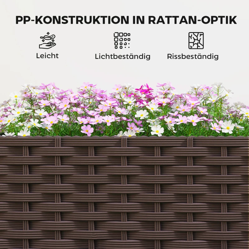 Outsunny Hoogbed Kunststof, modulair plantenbed met zelfbewateringssysteem 120 x 40 x 37 cm Bruin