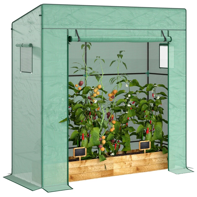 Outsunny Estufa de Exterior com Janelas de Malha e Porta com Fecho de Correr Estufa para Cultivar Plantas e Flores 196x77x197 cm Verde