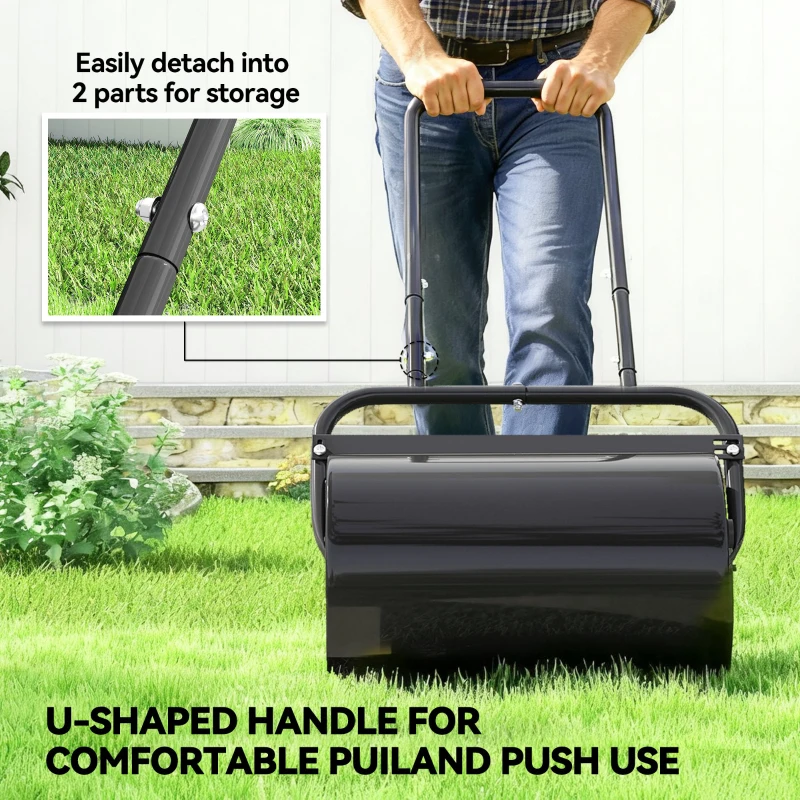 Outsunny 38L Fillable Cylinder Steel Lawn Roller - Black