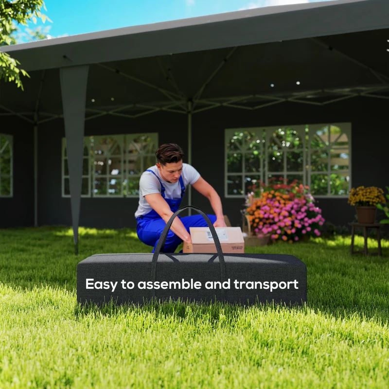 Outsunny 3 x 6m Pop-Up Gazebo, with Removable Walls - Black