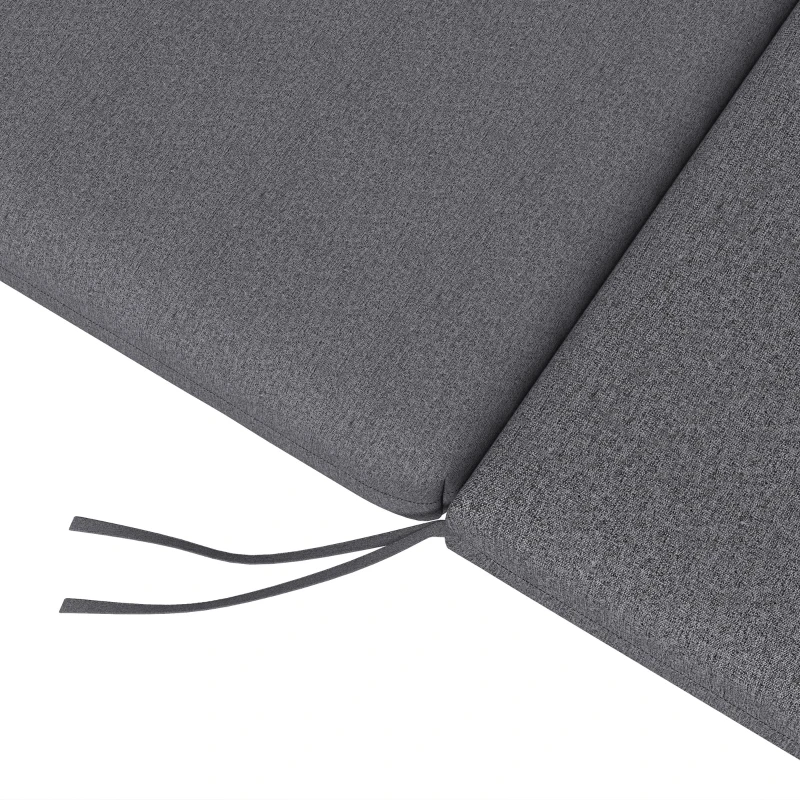 Outsunny Set 2 Cuscini per Sedie da Esterno con Lacci e 2 Imbottiture, in Poliestere e Cotone, 190.5x58.4x7 cm, Grigio
