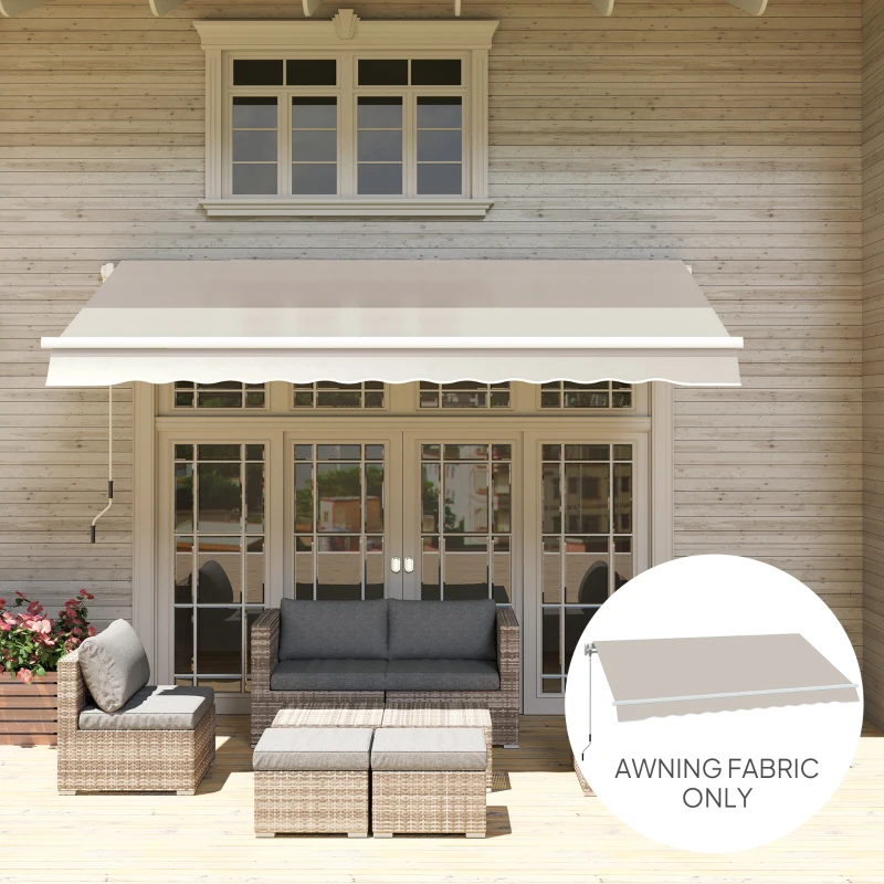 Outsunny Ersatzbespannung für einziehbare Markise, Ersatzstoff für Gelenkarmmarkise 3x2,5 m aus Polyester, UV-Schutz 50+, für Balkon, Patio, Terrasse, Außenbereich, Garten, Creme