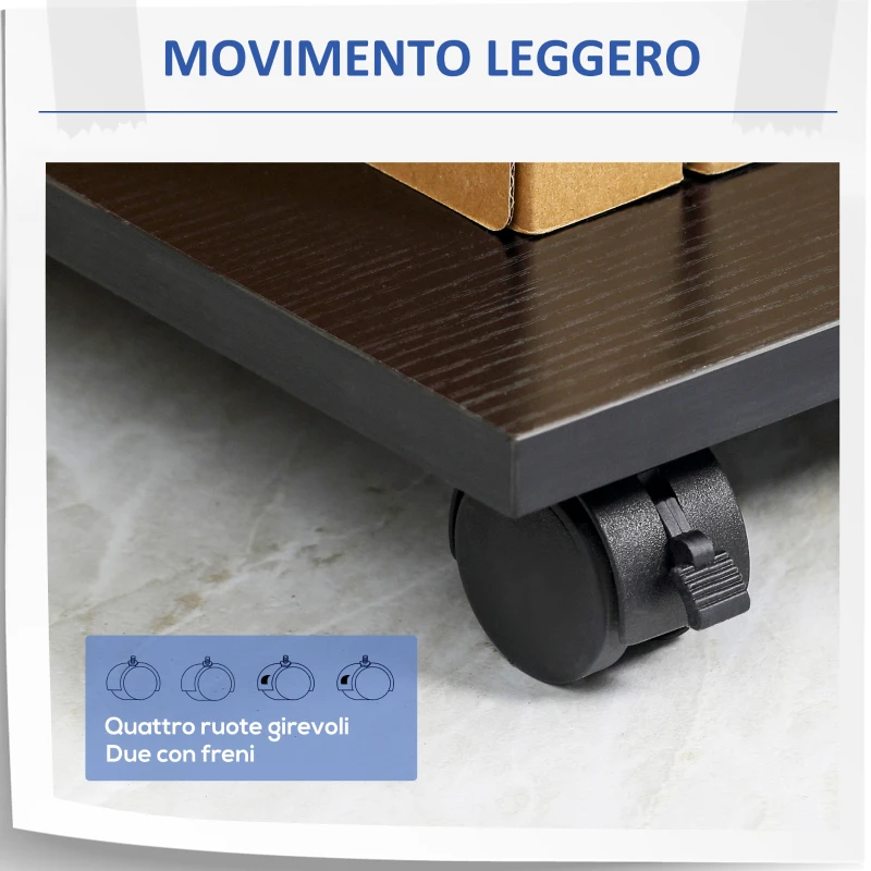 Vinsetto Mobile Porta Stampante in Legno Nero con 1 Cassetto, 2 Ripiani e Mensola CPU, per Ufficio 60x40x68.5cm