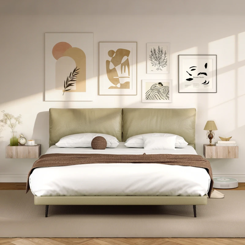 HOMCOM Set de 2 Mesillas de Noche de Pared Mesitas de Noche Flotantes con 1 Cajón para Dormitorio 40x30x15 cm Roble