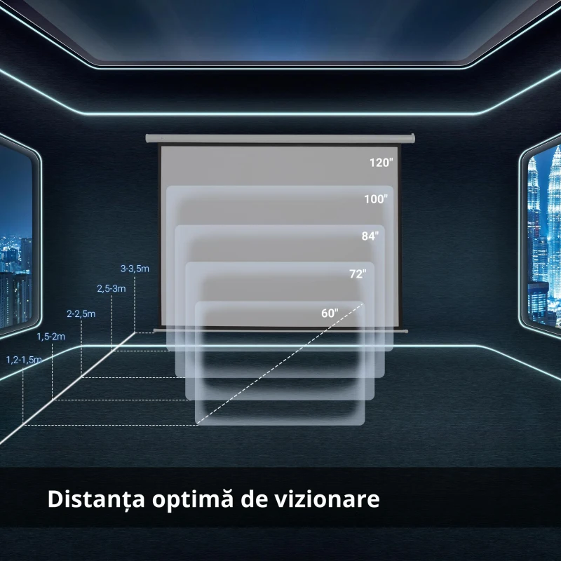 Homcom Ecran Proiector 100” – Montaj Pe Perete sau Tavan
