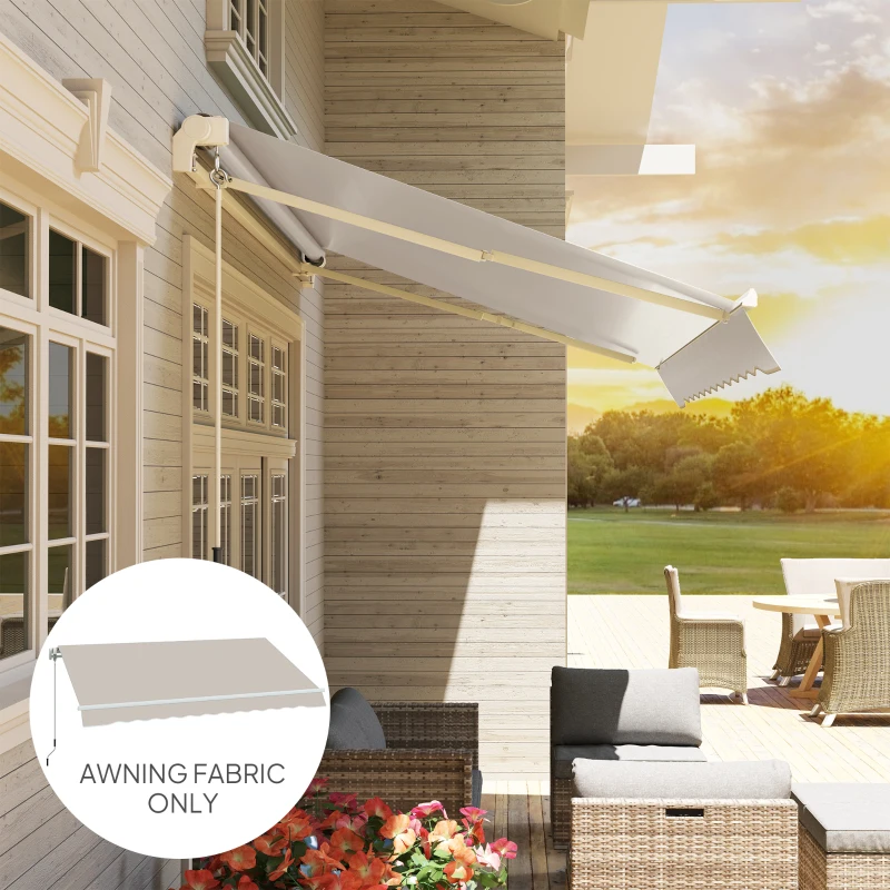 Outsunny Ersatzbespannung für einziehbare Markise, Ersatzstoff für Gelenkarmmarkise 3x2,5 m aus Polyester, UV-Schutz 50+, für Balkon, Patio, Terrasse, Außenbereich, Garten, Creme
