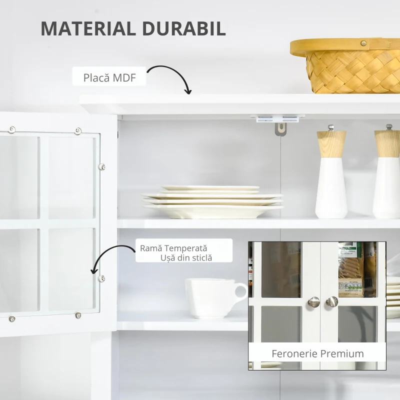 Homcom Dulap inalt 68×40×164 cm – Compartimente si Rafturi pentru Bucatarie(m-7)